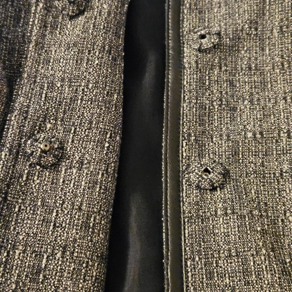Jones New York Leather Trim Snap Wool Blend Tweed Career Blazer Jacket Size 8 - Picture 6 of 10